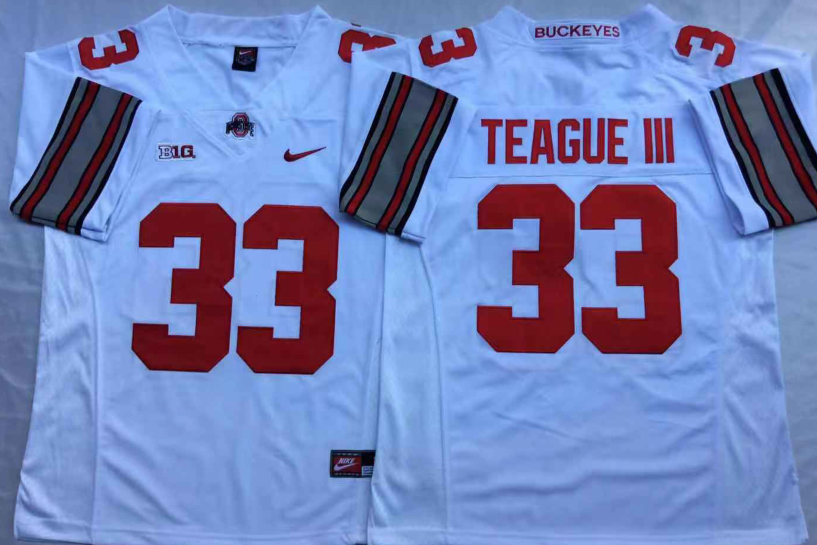 Men's Ohio State Buckeyes Master Teague III Scarlet Player Game Jersey sports jersey product view 1