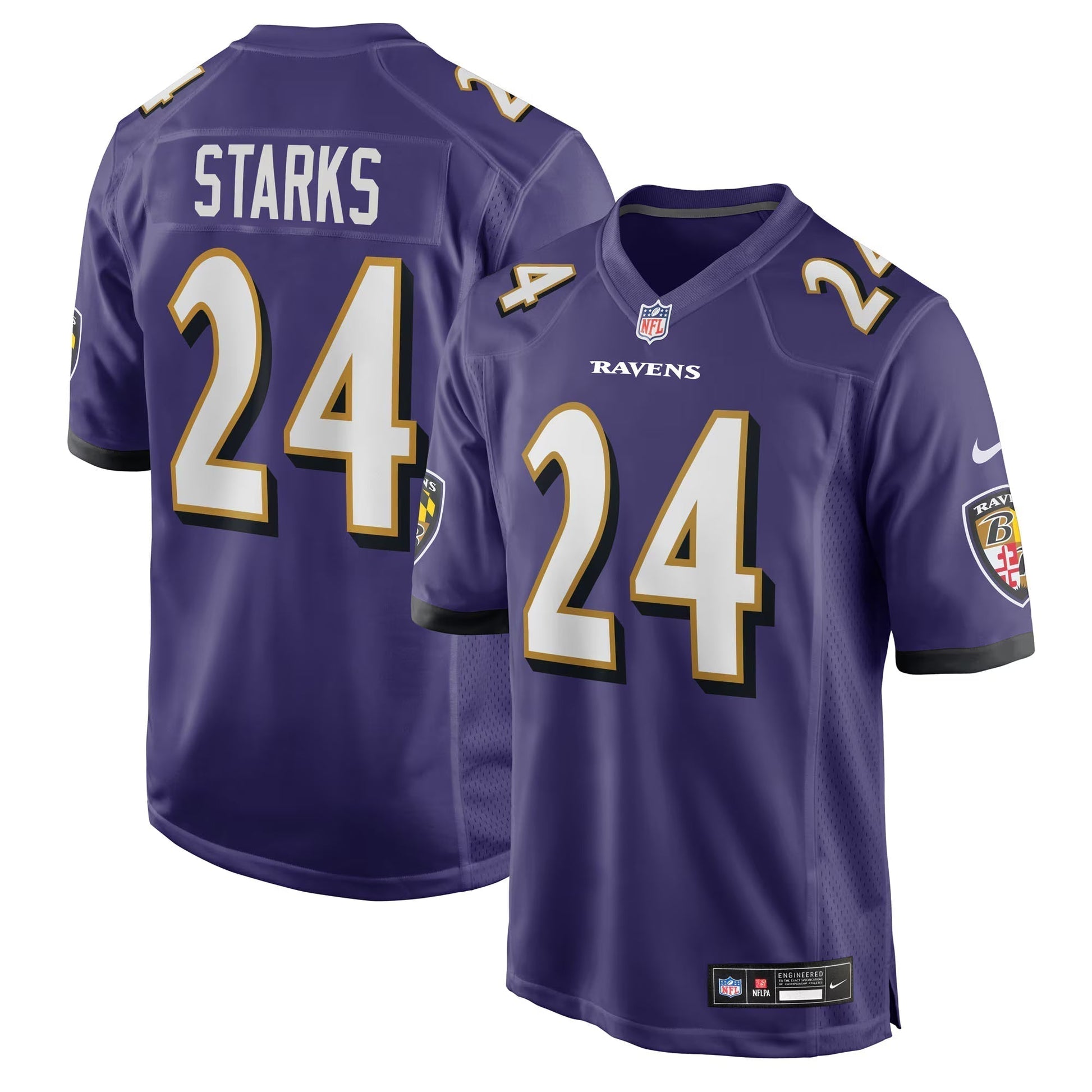 Baltimore Ravens Malaki Starks Purple 2025 NFL Draft First Round Pick Game Jersey football jersey product view 1