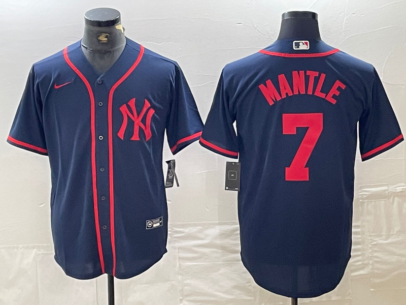 Men's New York Yankees Mickey Mantle #7 Navy Limited Game Jersey1 baseball jersey product view 1