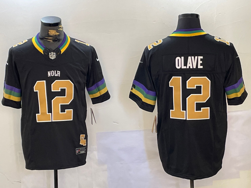 Men's New Orleans Saints Chris Olave Black Team Game Jersey football jersey product view 1
