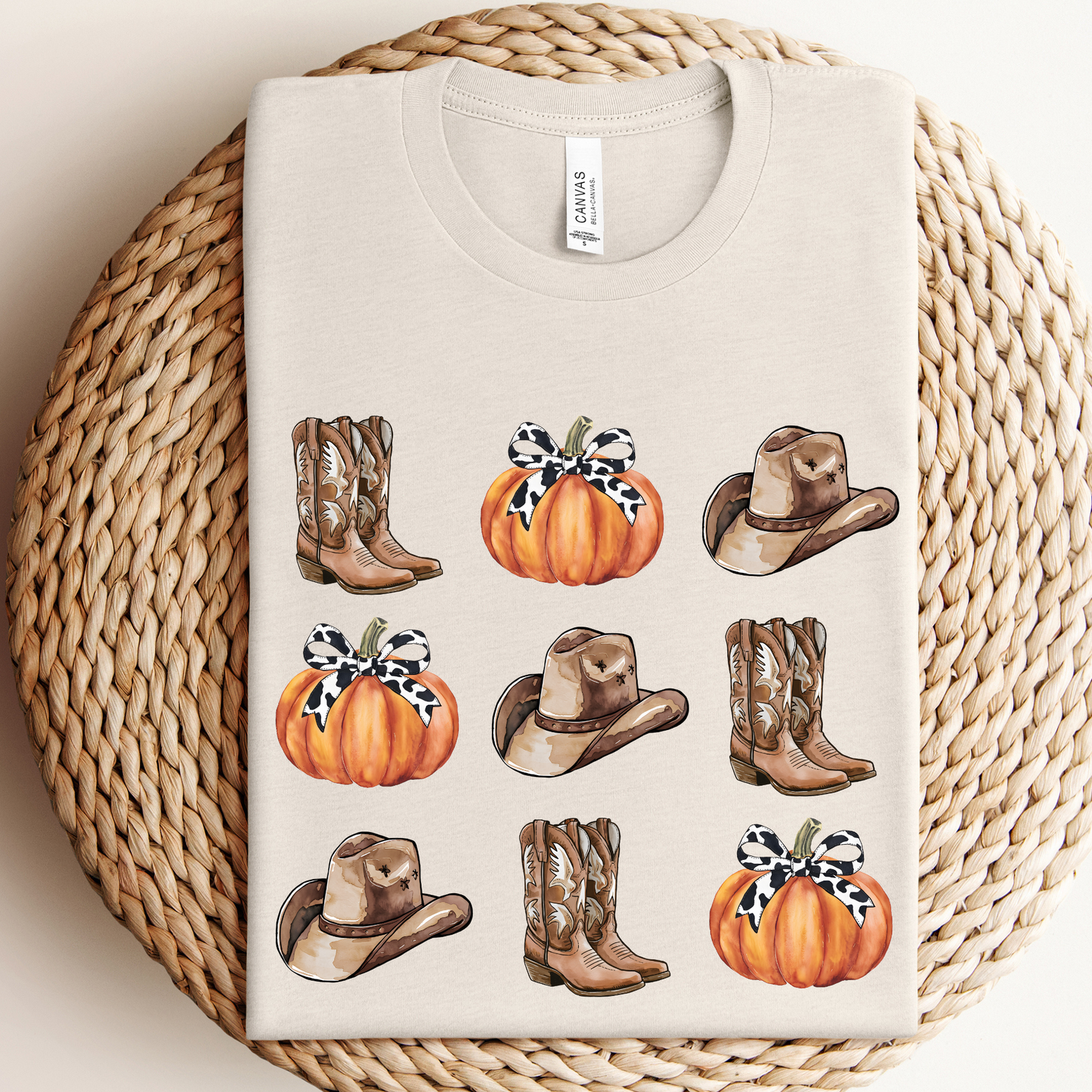 Western Boots and Pumpkins Graphic Tee Unisex T-shirt, Sweatshirt, Hoodie, Long Sleeve Tee - T-Shirt, Sweatshirt, Hoodie