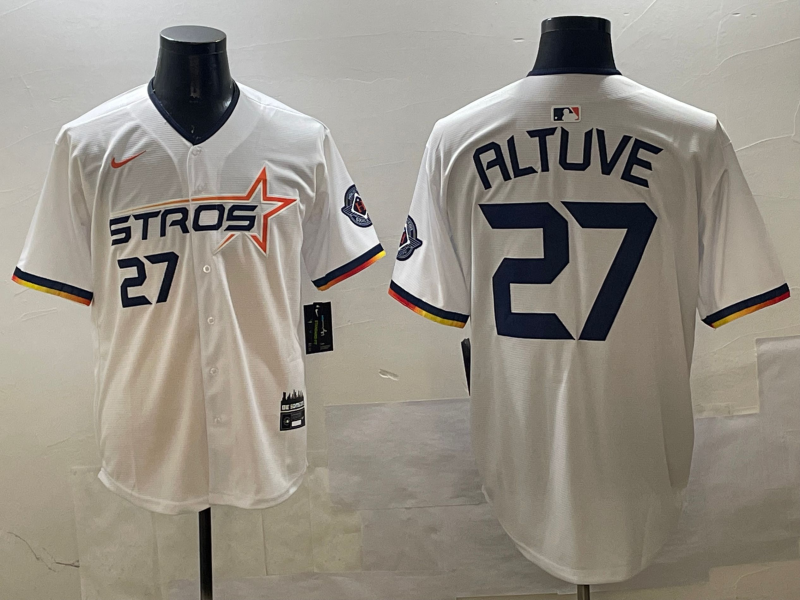 Men's Houston Astros Jose Altuve #27 White 2025 City Connect Limited Player Jersey1 baseball jersey product view 1