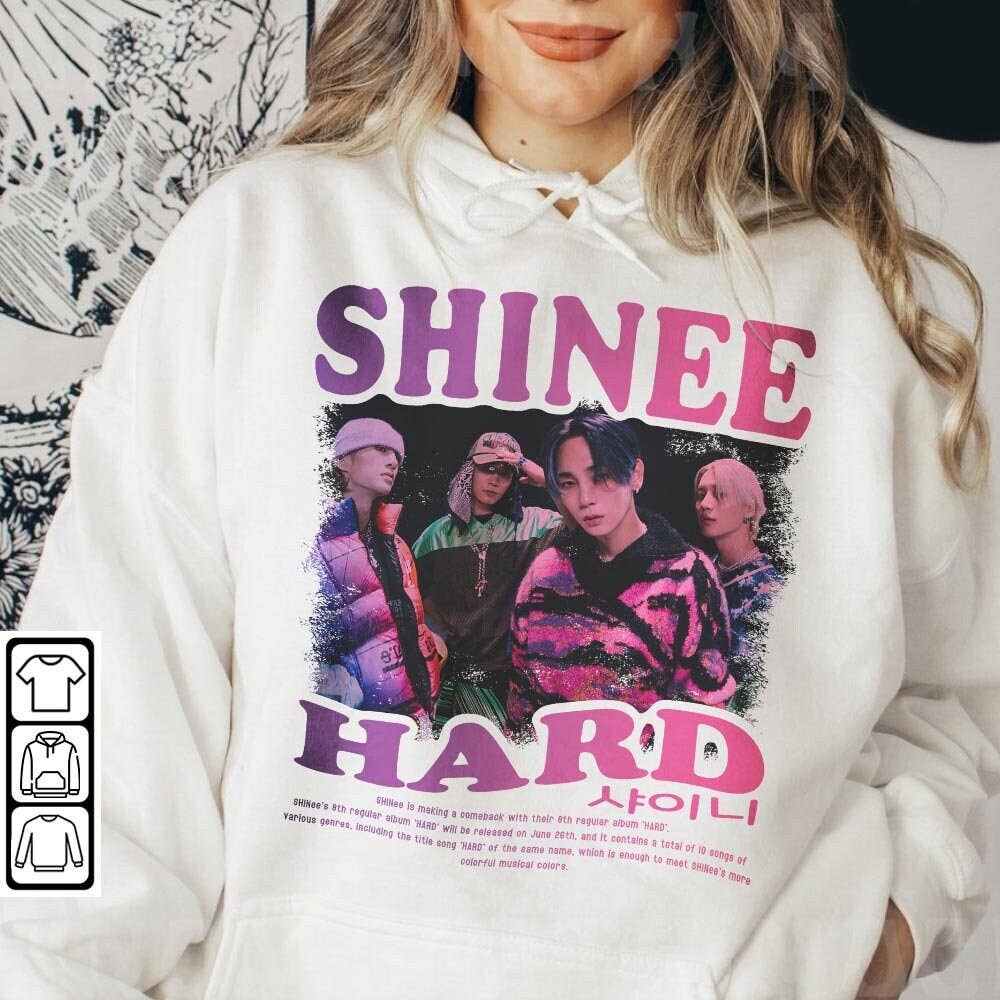 Shinee 'hard Foil' Style Sweatshirt with Band Portrait Unisex T-shirt, Sweatshirt, Hoodie, Long Sleeve Tee - T-Shirt, Sweatshirt, Hoodie