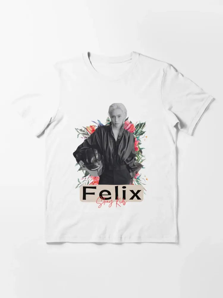 Floral Accent Monochrome Felix Portrait T-Shirt Unisex T-shirt, Sweatshirt, Hoodie, Long Sleeve Tee - T-Shirt, Sweatshirt, Hoodie