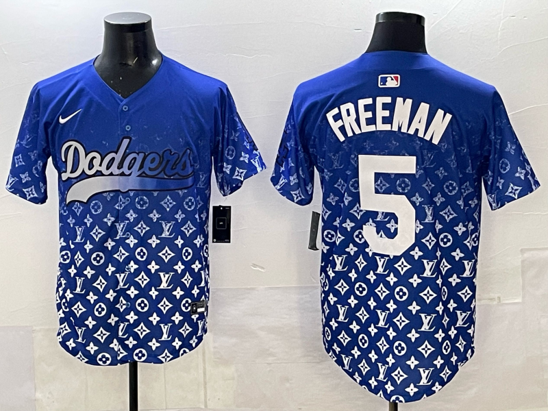 Men's Los Angeles Dodgers Freddie Freeman #5 Royal Game Jersey baseball jersey product view 1