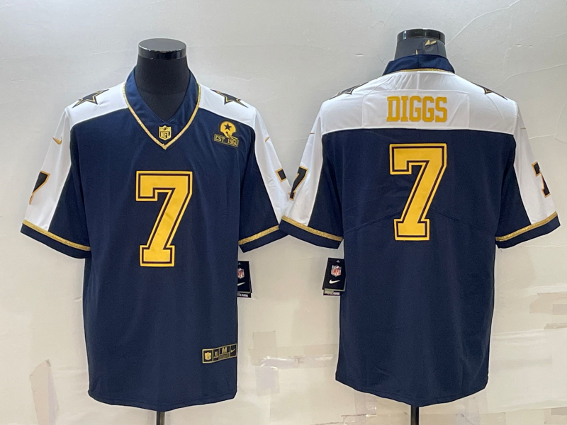 Men's Dallas Cowboys Trevon Diggs #7 Navy Player Game Jersey1 football jersey product view 1