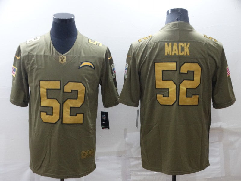 Men's Los Angeles Chargers Khalil Mack #52 Brown Team Game Jersey1 football jersey product view 1