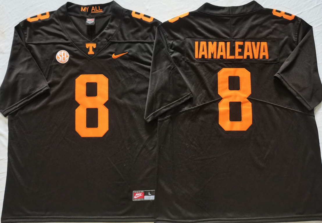 Men's Tennessee Volunteers Nico Iamaleava Black Player Game Jersey sports jersey product view 1