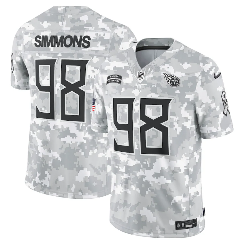 Men's Tennessee Titans Jeffery Simmons #98 Arctic Camo 2024 Salute to Service Limited Jersey1 football jersey product view 1