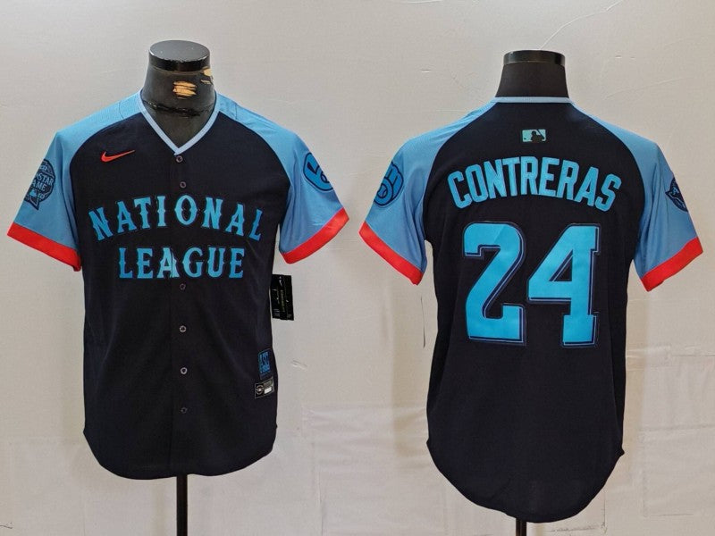Men's National League Christian Yelich Navy 2024 MLB All-Star Game Limited Player Jersey baseball jersey product view 1