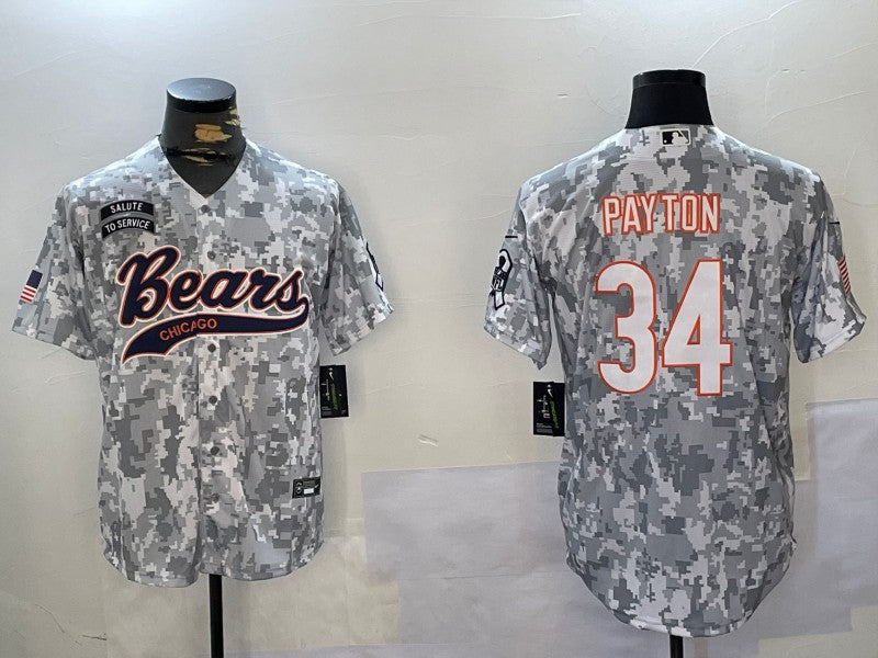 Men's Chicago Bears Walter Payton Arctic Camo 2024 Salute to Service Player Jersey football jersey product view 1