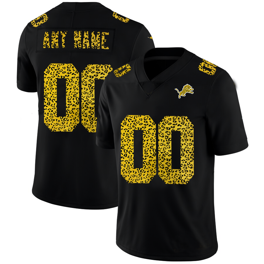 Custom1 Detroit Lions Leopard Print Fashion Vapor Limited Jersey1 Black Stitched American Football Jerseys football jersey product view 1