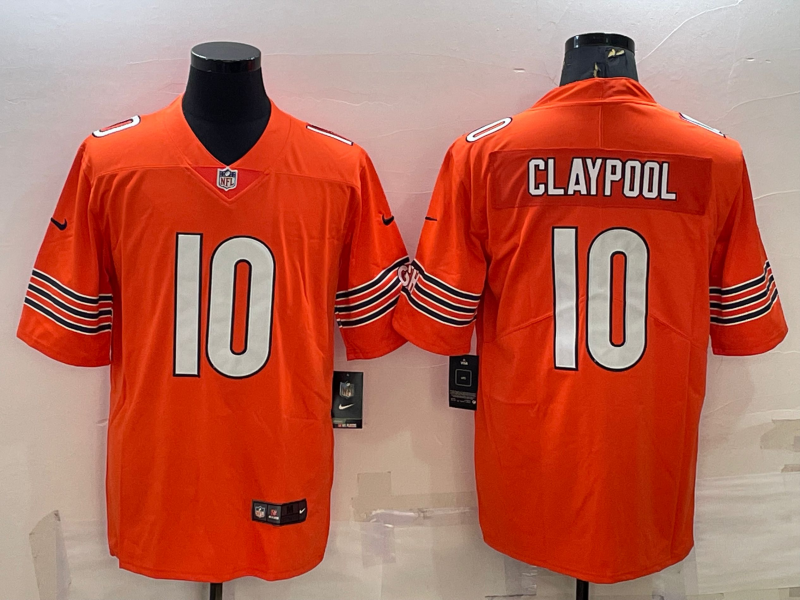 Men's Chicago Bears Chase Claypool #10 Orange Game Jersey1 football jersey product view 1