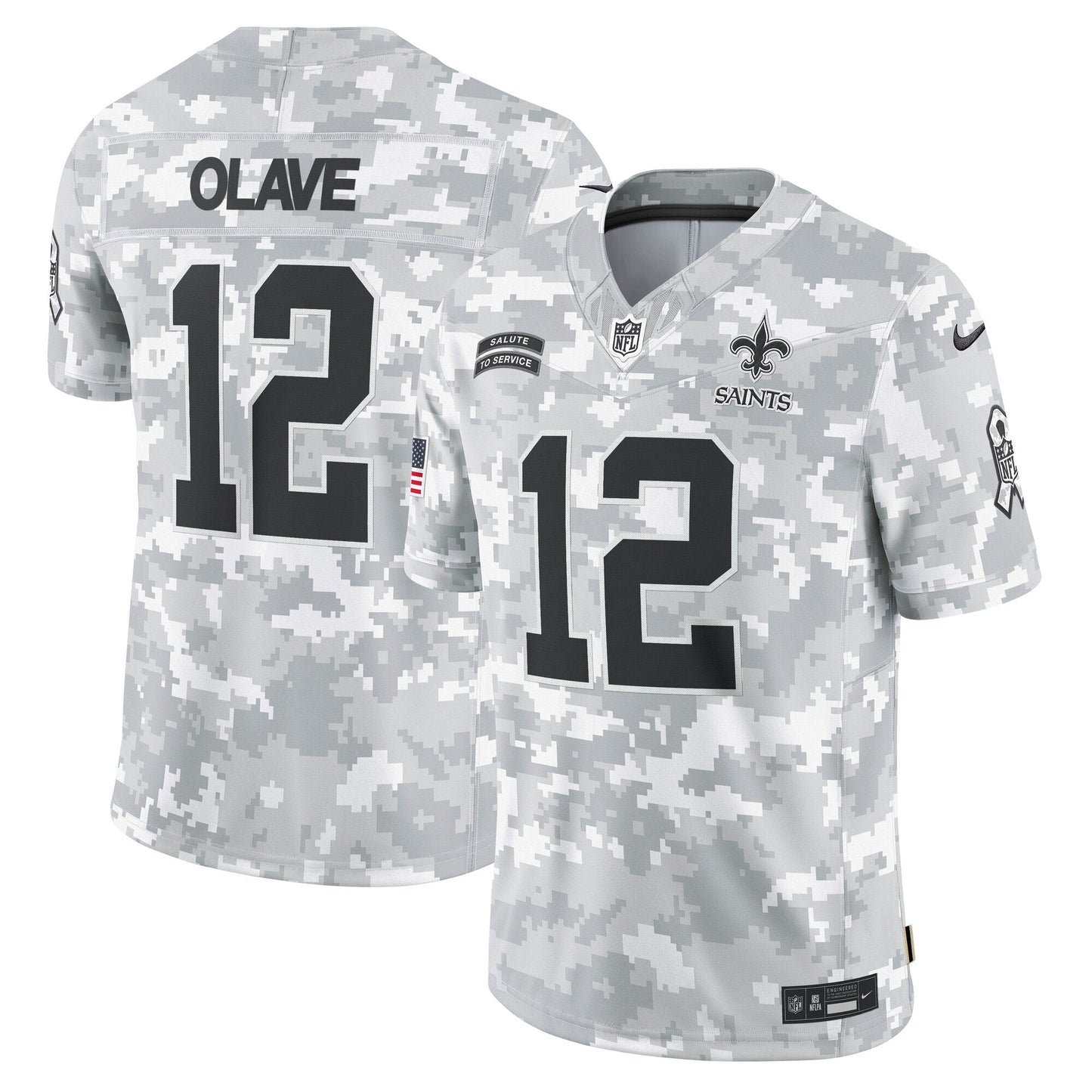 Chris Olave New Orleans Saints 2024 Salute to Service Limited Jersey - Arctic Camo football jersey product view 1