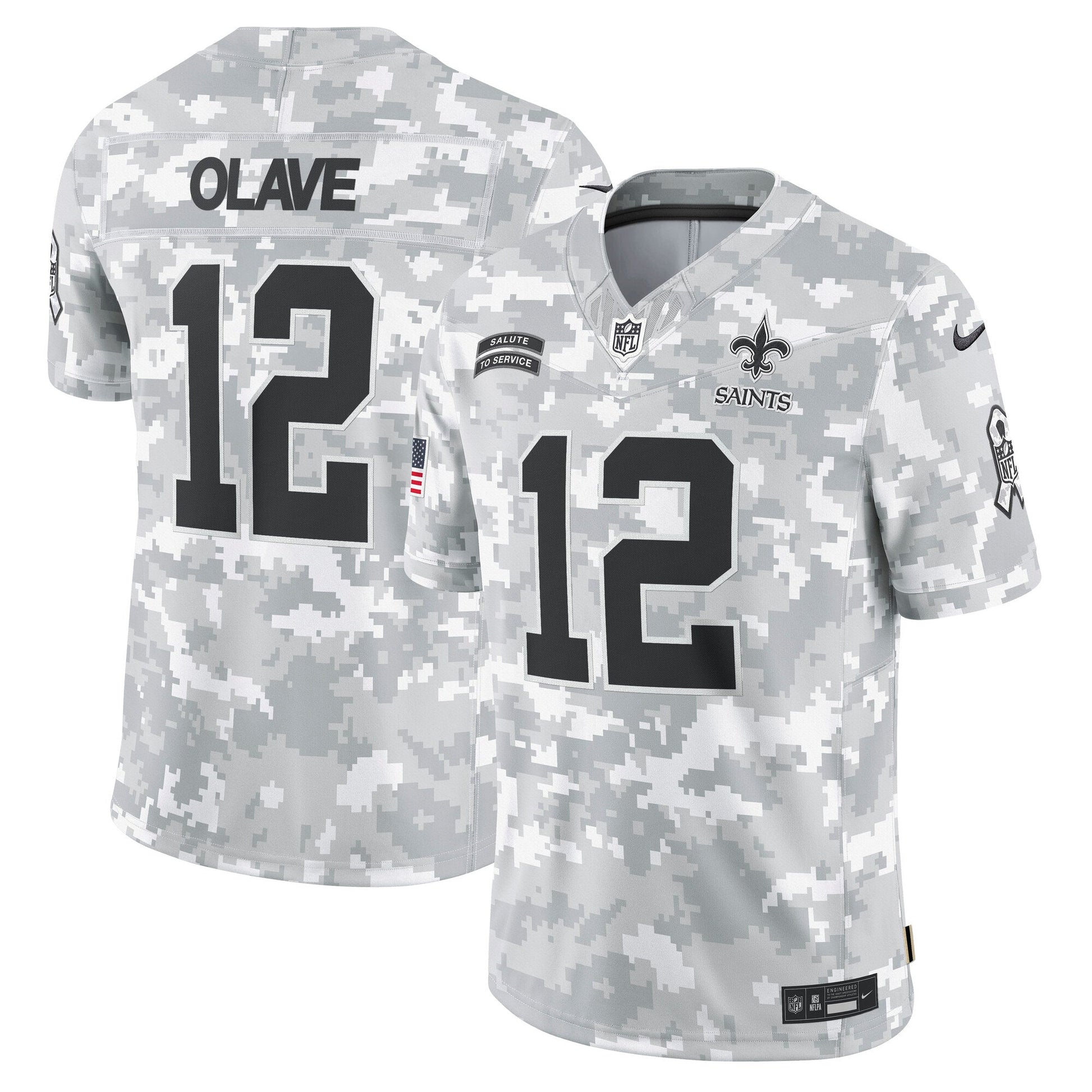 Chris Olave New Orleans Saints 2024 Salute to Service Limited Jersey - Arctic Camo football jersey product view 1
