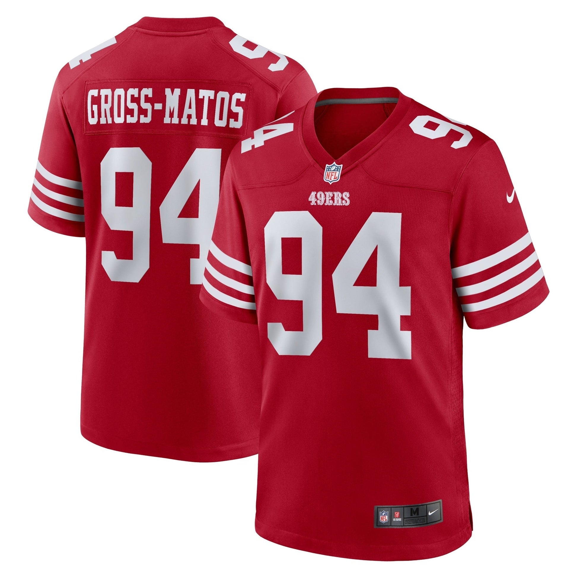 San Francisco 49ers Yetur Gross-Matos Scarlet Team Game Jersey football jersey product view 1