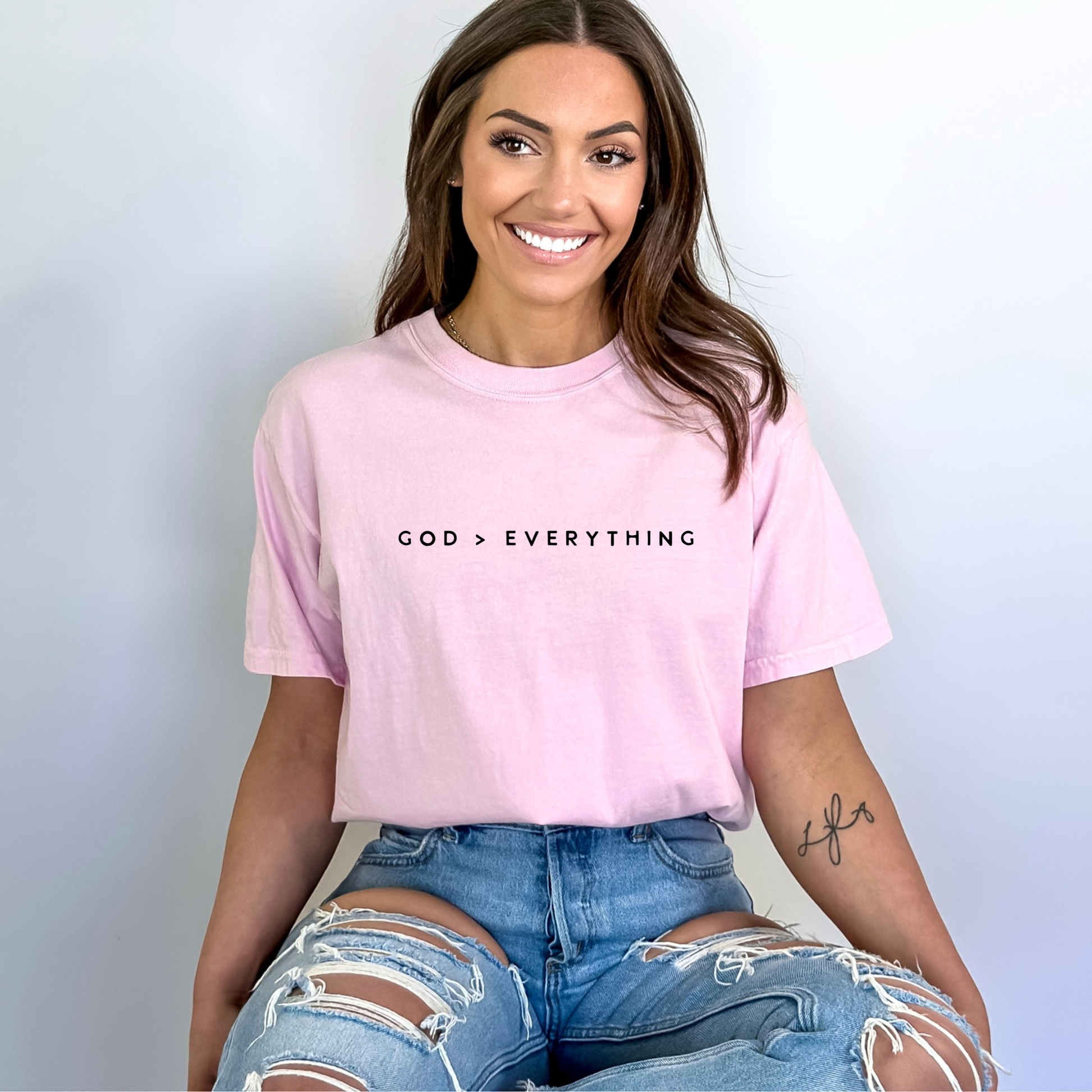 God > Everything Graphic Tee - SummerFaith Christian Tee Unisex T-shirt, Sweatshirt, Hoodie, Long Sleeve Tee - T-Shirt, Sweatshirt, Hoodie