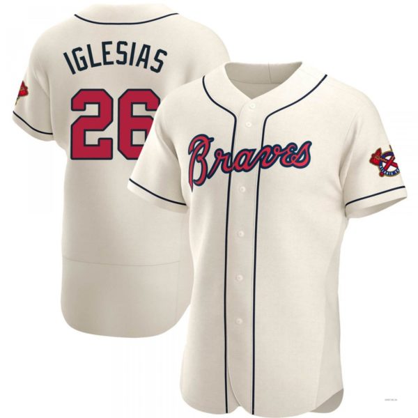 Atlanta Braves #26 Raisel Iglesias Cream Alternate Jersey Stitches Baseball Jerseys baseball jersey product view 1