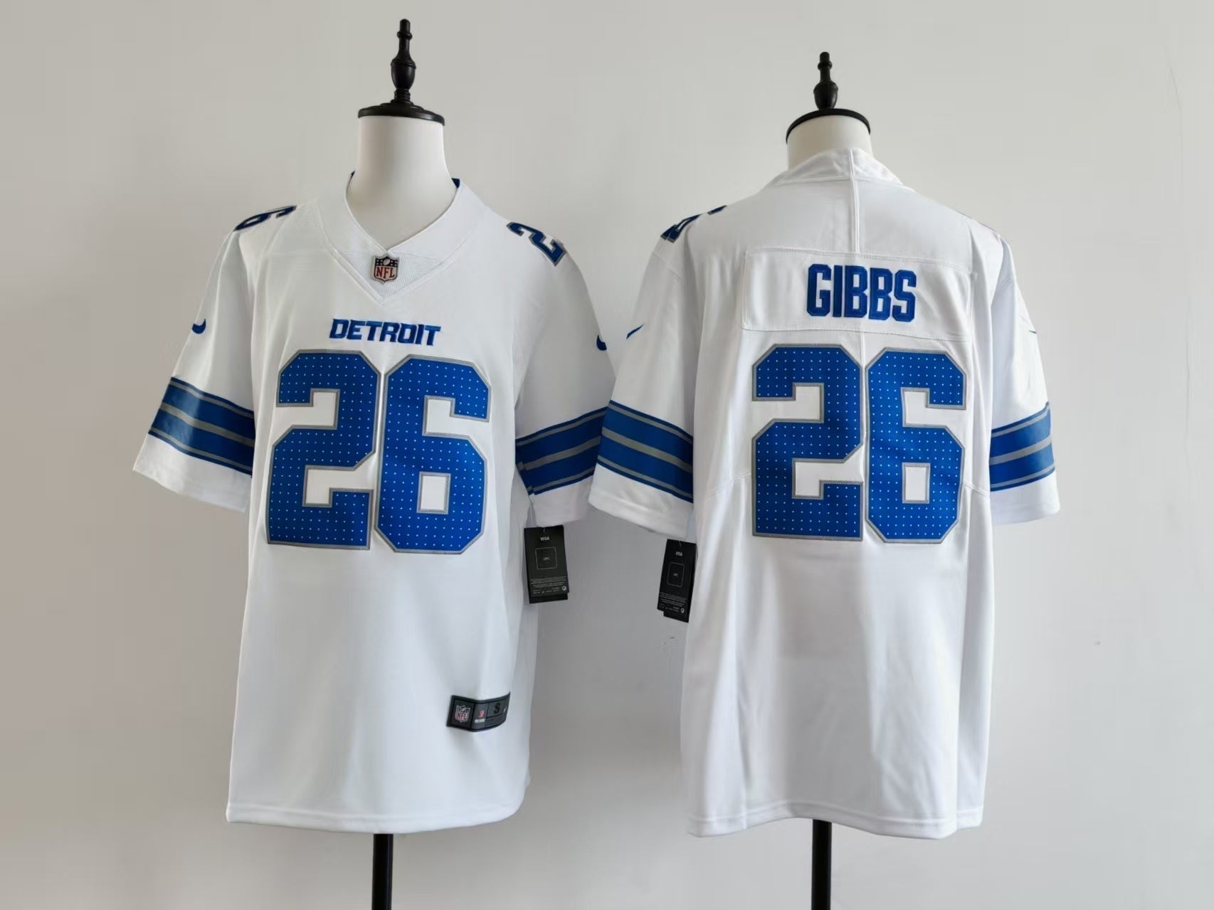 Men's Detroit Lions Jahmyr Gibbs Jersey - White#26 football jersey product view 1