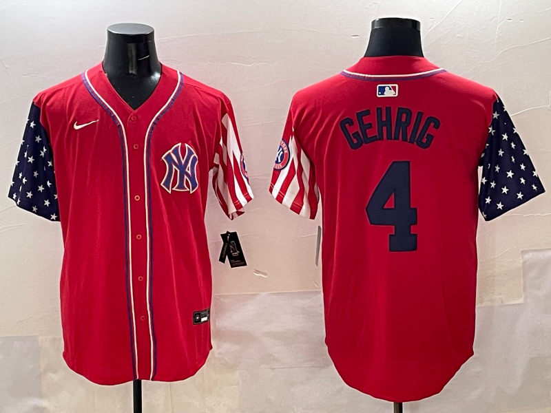 Men's New York Yankees Lou Gehrig Red Limited Player Jersey baseball jersey product view 1