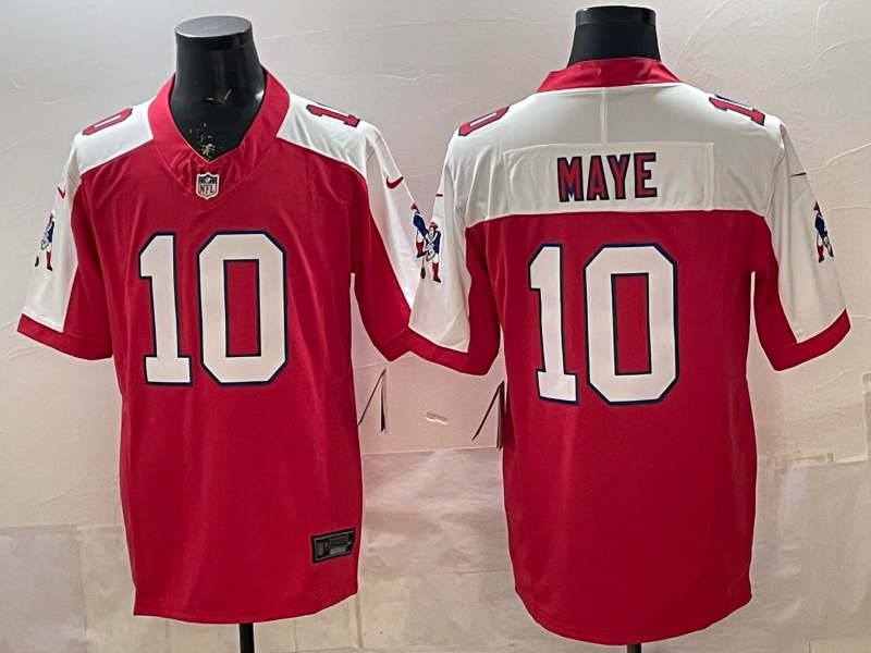 Men's New England Patriots Drake Maye #10 Red Alternate Game Jersey football jersey product view 1