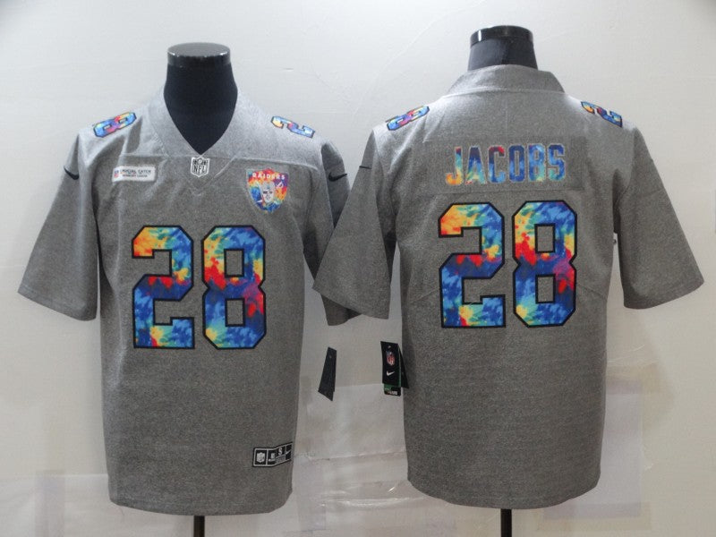 Men's Las Vegas Raiders Josh Jacobs #28 Gray Player Jersey1 football jersey product view 1