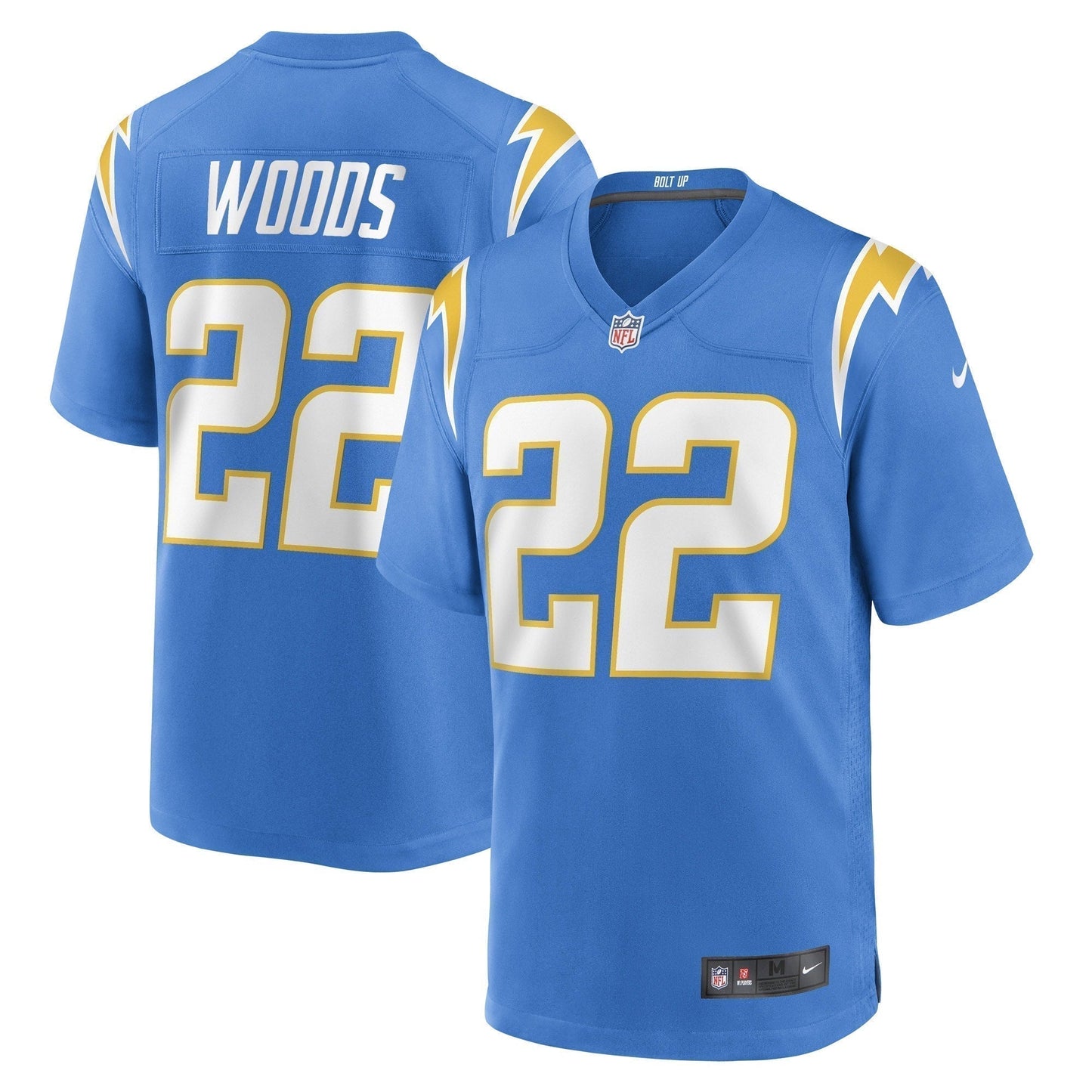JT Woods Los Angeles Chargers Game Jersey - Powder Blue football jersey product view 1