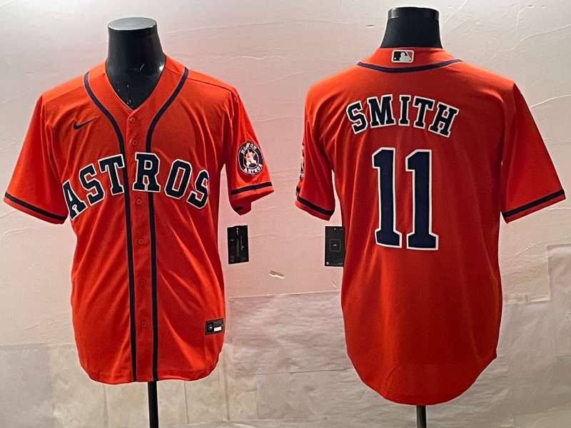 Men's Houston Astros Cam Smith #11 Orange Alternate Replica Player Jersey baseball jersey product view 1