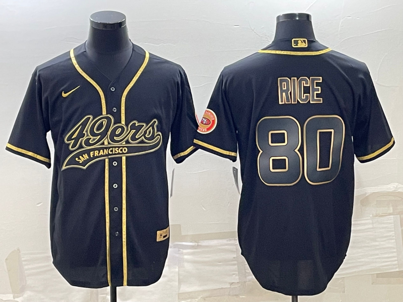 Men's San Francisco 49ers Jerry Rice Black Player Jersey Joint Edition football jersey product view 1