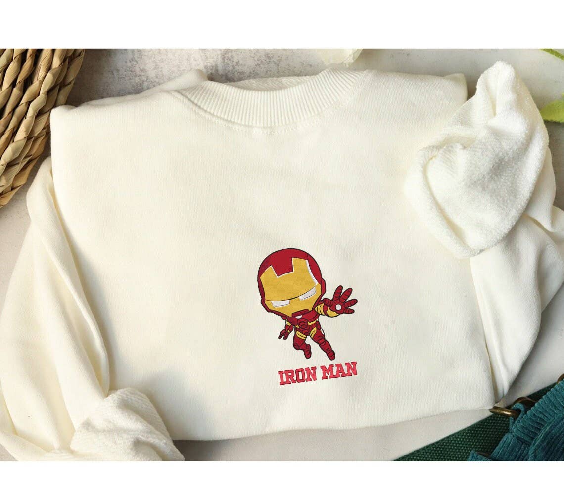 Iron Man Embroidered Crewneck Sweatshirts Unisex T-shirt, Sweatshirt, Hoodie, Long Sleeve Tee - T-Shirt, Sweatshirt, Hoodie