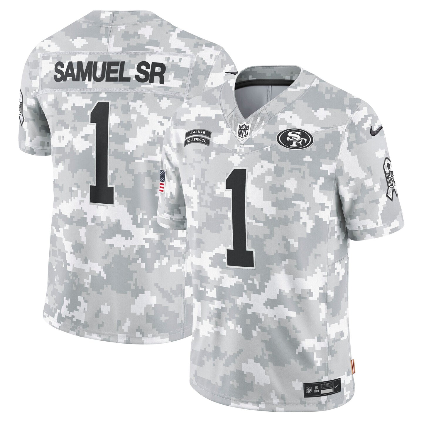 Deebo Samuel Sr San Francisco 49ers 2024 Salute to Service Limited Jersey - Arctic Camo football jersey product view 1