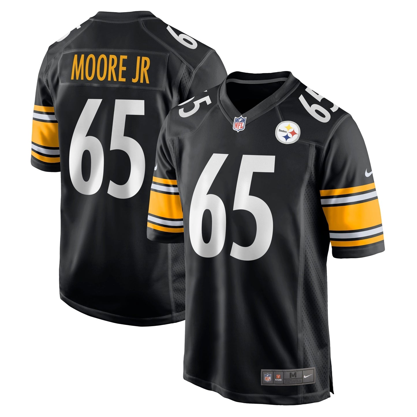 Dan Moore Jr. Pittsburgh Steelers Game Jersey - Black football jersey product view 1