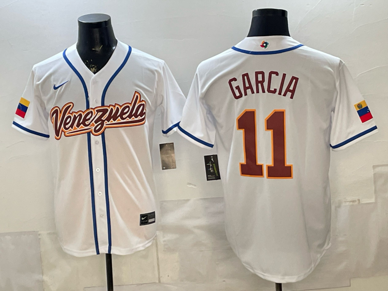 Men's Venezuela Baseball Avisail Garcia #11 White 2026 World Baseball Classic Stadium Jersey baseball jersey product view 1