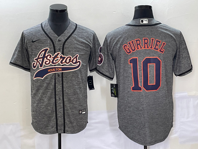 Men's Houston Astros Yuli Gurriel Gray Replica Team Jersey Joint Edition baseball jersey product view 1