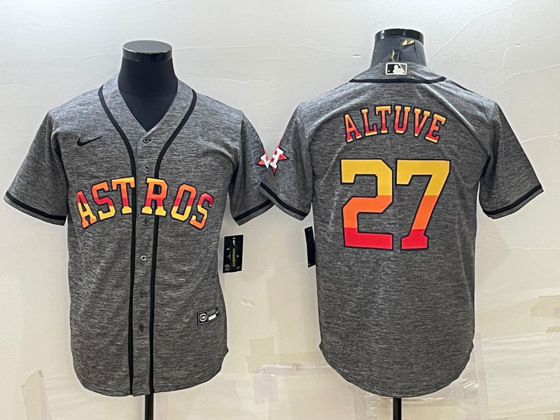 Men's Houston Astros Jose Altuve Gray Replica Player Jersey baseball jersey product view 1