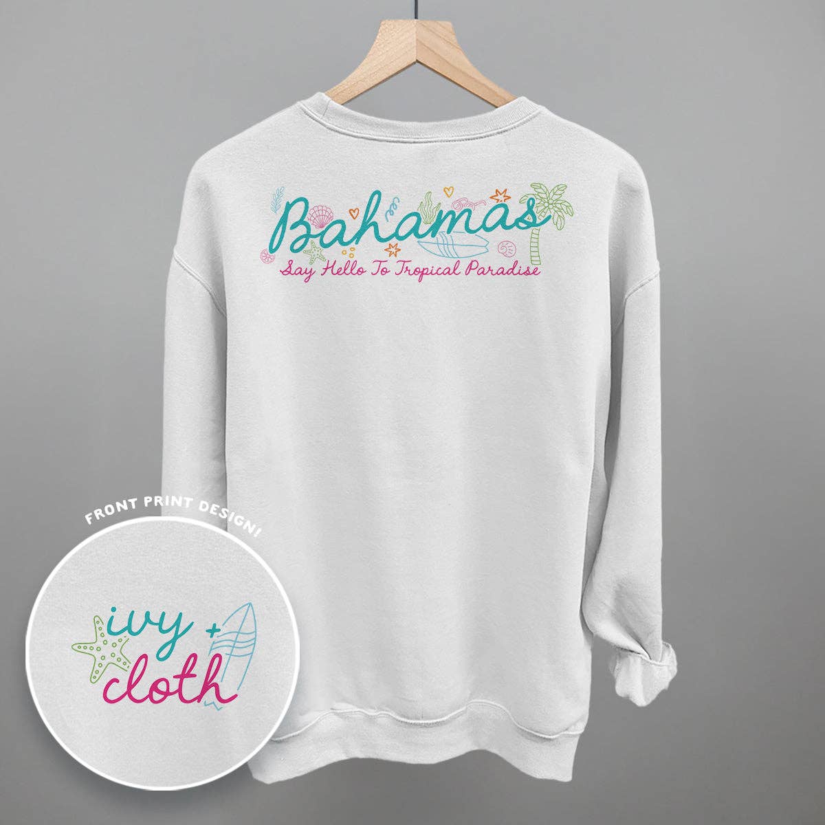Bahamas Doodles (Back Print) Unisex T-shirt, Sweatshirt, Hoodie, Long Sleeve Tee - T-Shirt, Sweatshirt, Hoodie