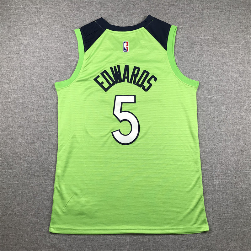 Timberwolves #5 Green Jersey basketball jersey product view 3