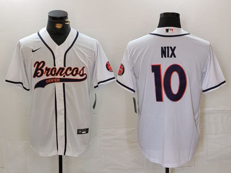 Men's Denver Broncos Bo Nix White Game Jersey football jersey product view 1