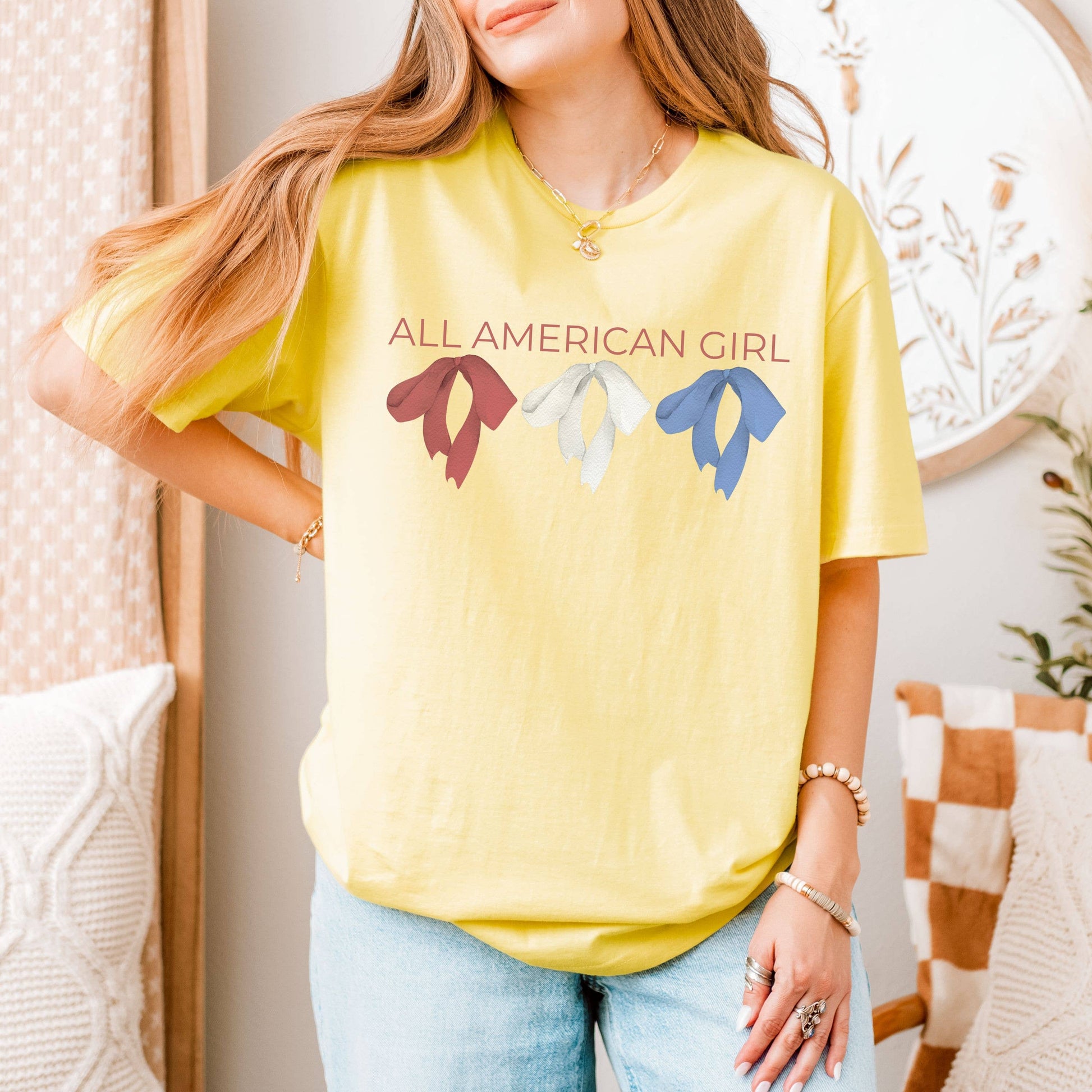 Americana, Western, Fourth of July, All American Girl Unisex T-shirt, Sweatshirt, Hoodie, Long Sleeve Tee - T-Shirt, Sweatshirt, Hoodie
