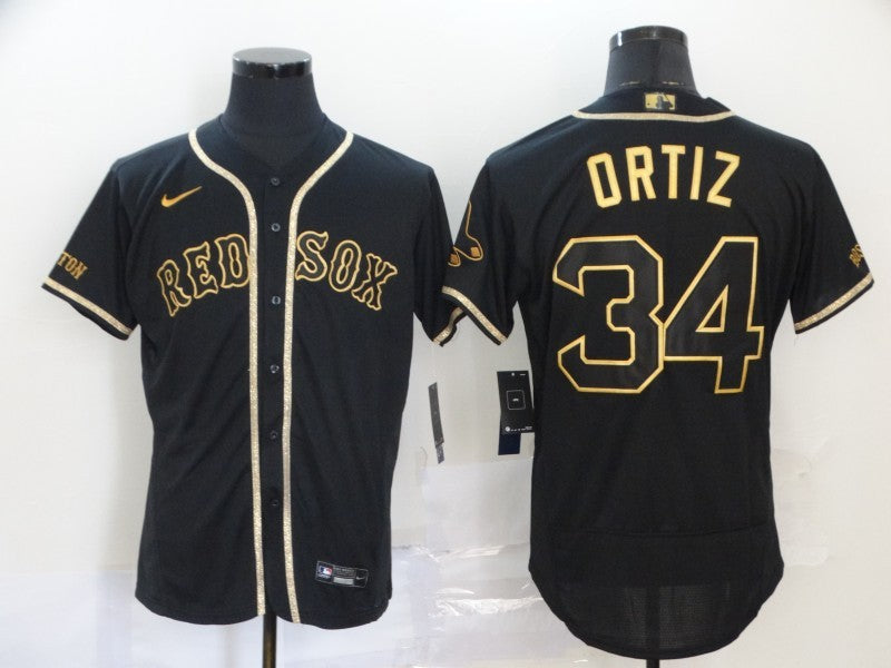 Men's Boston Red Sox David Ortiz #34 Black Replica Player Jersey baseball jersey product view 1