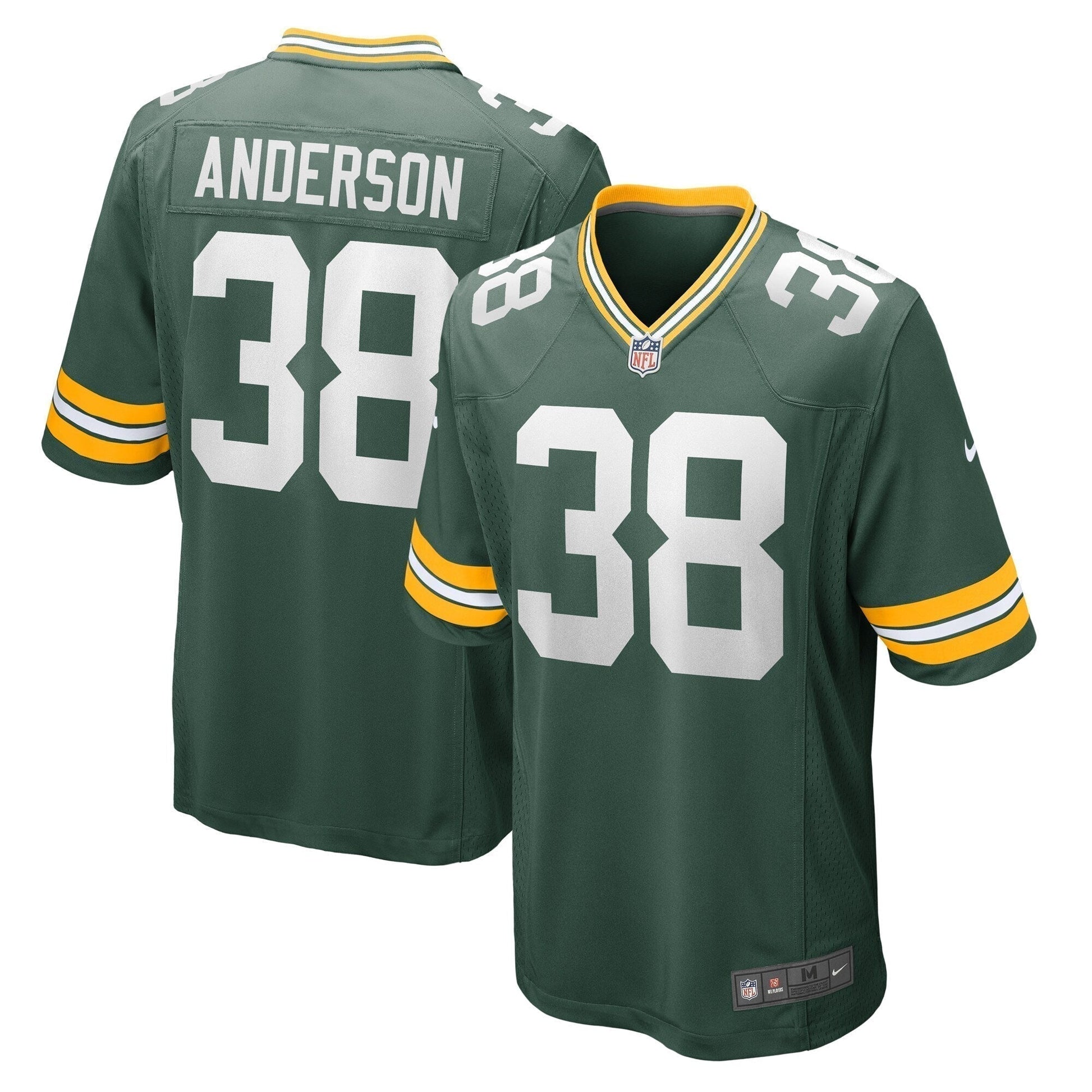 Zayne Anderson Green Bay Packers Team Game Jersey - Green football jersey product view 1