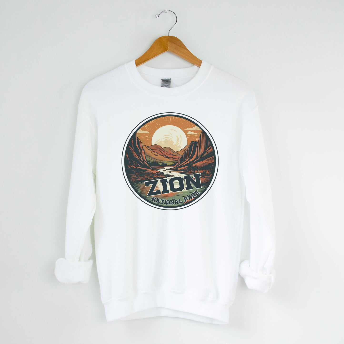 Zion White Crewneck Sweatshirt | National Park |Sizes S-2XL Unisex T-shirt, Sweatshirt, Hoodie, Long Sleeve Tee - T-Shirt, Sweatshirt, Hoodie