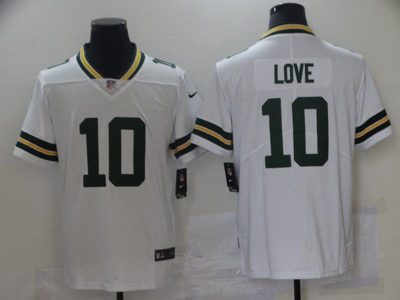 Men's Green Bay Packers Jordan Love #10 White Game Jersey1 basketball jersey product view 1
