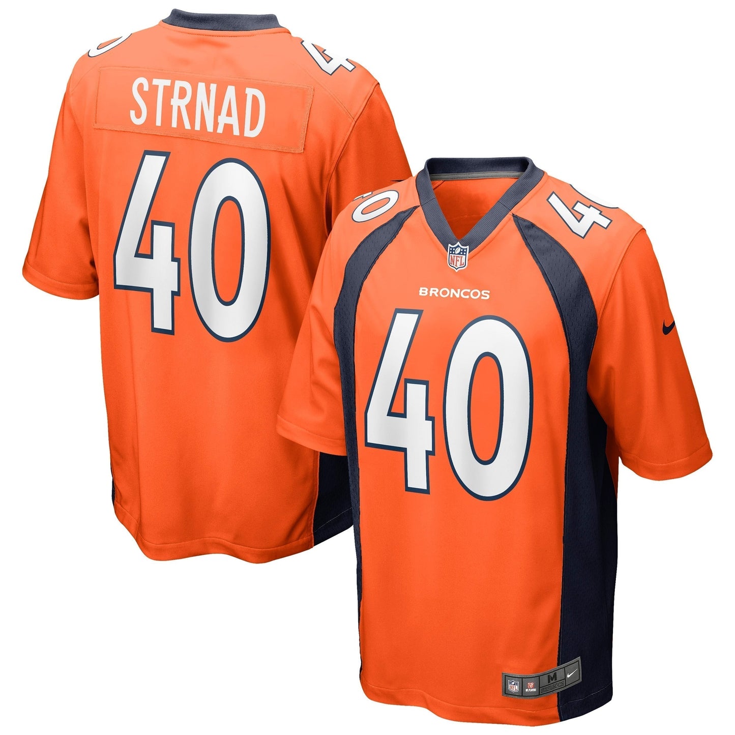 Justin Strnad Denver Broncos Game Jersey - Orange football jersey product view 1
