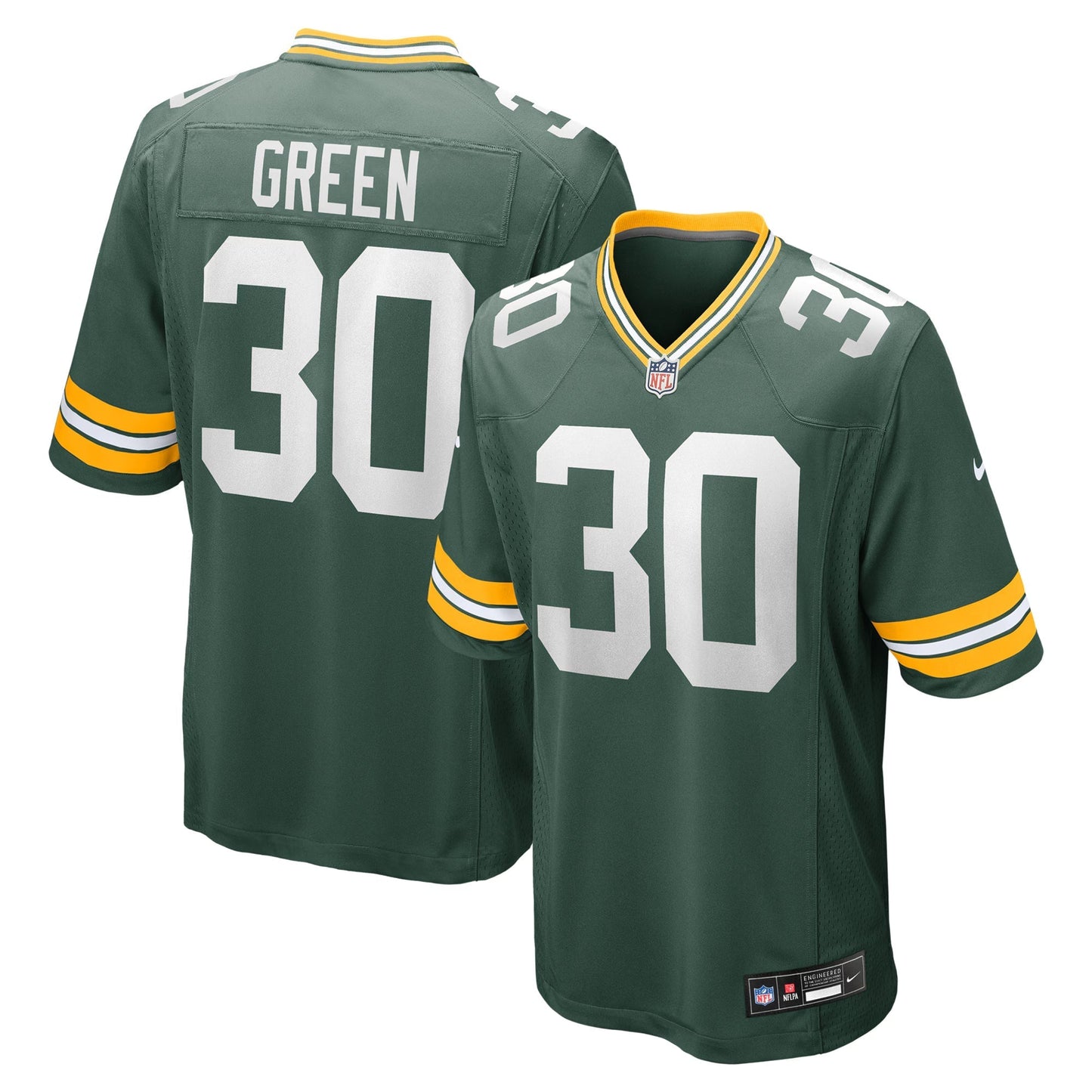 Green Bay Packers Ahman Green Green Team Retired Player Game Jersey football jersey product view 1