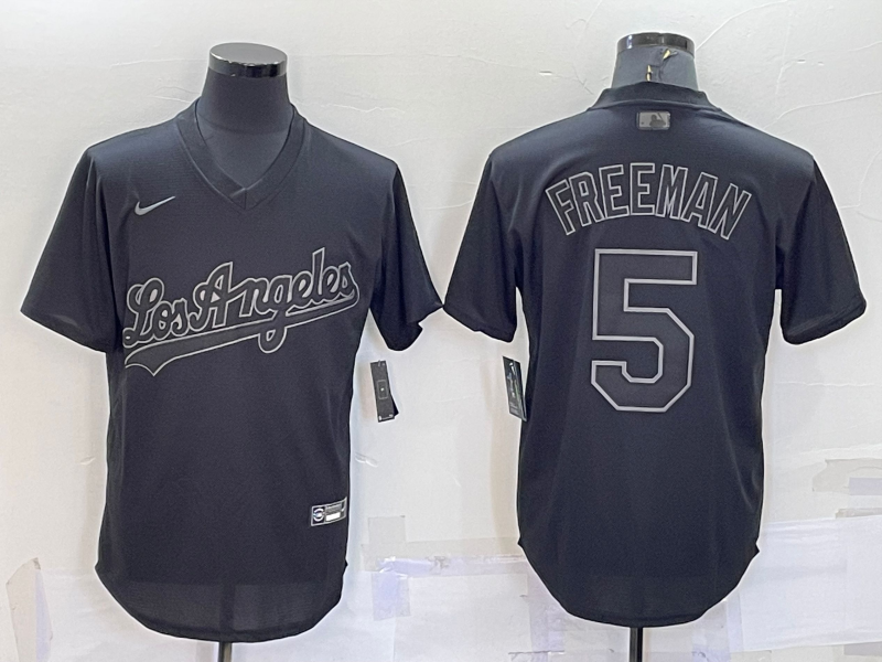 Men's Los Angeles Dodgers Freddie Freeman #5 Black Authentic Game Jersey1 baseball jersey product view 1