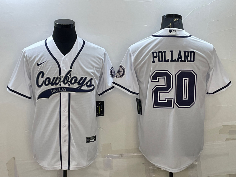 Men's Dallas Cowboys Tony Pollard #20 White Game Jersey1 Joint Edition football jersey product view 1