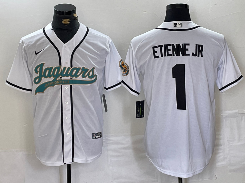 Men's Jacksonville Jaguars Travis Etienne Jr White Game Jersey football jersey product view 1