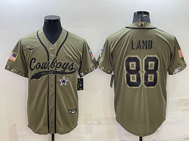 Men's Dallas Cowboys CeeDee Lamb Olive 2022 Salute To Service Limited Jersey Joint Edition football jersey product view 1