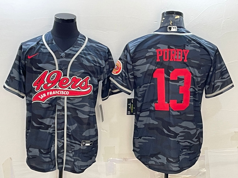 Men's San Francisco 49ers Brock Purdy Grey Camouflage Game Jersey Joint Edition football jersey product view 1